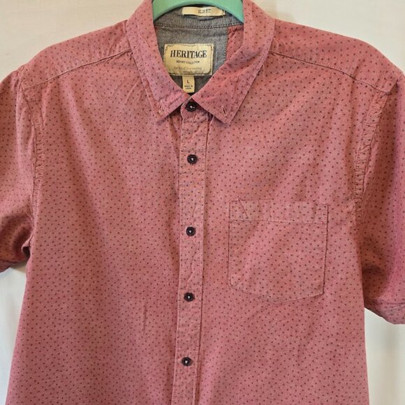 HERITAGE REPORT COLLECTION SIZE LARGE SLIMIT FIT SHORT SLEEVES BUTTON UP SHIRT - Picture 4 of 9